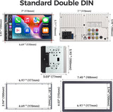 Double Din Car Stereo with 7" HD Touchscreen, Wireless Apple Carplay & Android Auto, Bluetooth, 240W, SWC, Subwoofer Output, Mirror Link, FM/AM Car Radio Receiver, Backup Camera