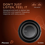 Pioneer TS-D12D4 - Powerful 12-inch Subwoofer, 2000 Watts Peak Power, Dual 4 Ohms Voice Coil for Deep Bass