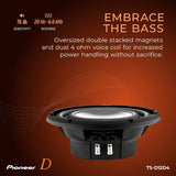 Pioneer TS-D12D4 - Powerful 12-inch Subwoofer, 2000 Watts Peak Power, Dual 4 Ohms Voice Coil for Deep Bass