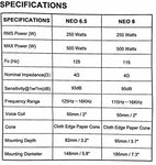 Resilient Sounds Neo 6.5 midrange 250RMS/500WATT MAX   SQL