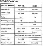 Resilient Sounds Neo 6.5 midrange 250RMS/500WATT MAX   SQL